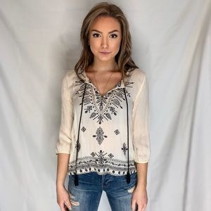 Embroidered boho tie shirt Charlotte Russe Small